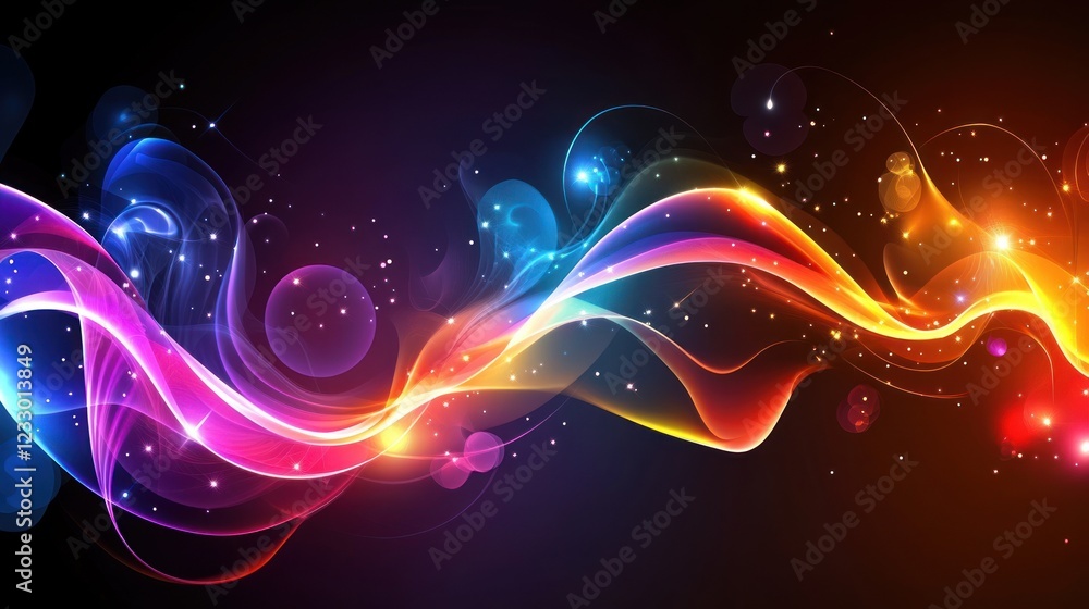 Abstract colorful wave with glowing particles. Abstract colorful wave with glowing particles.
