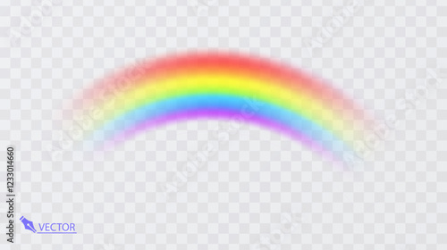 Colorful rainbow on transparent background Vivid vector colorful rainbow
