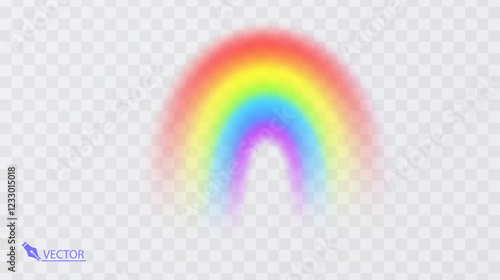 Colorful rainbow on transparent background Vivid vector colorful rainbow