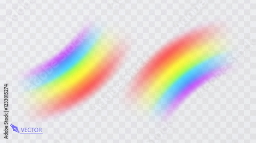 Colorful rainbow on transparent background Vivid vector colorful rainbow