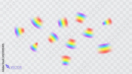 Colorful rainbow on transparent background Vivid vector colorful rainbow