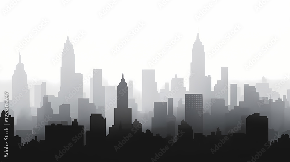 A monochromatic skyline illustration featuring iconic buildings, emphasizing urban architecture. Shaded Horizon. Illustration A monochromatic skyline illustration featuring iconic buildings, emphasizing urban architecture. Shaded Horizon. Illustration