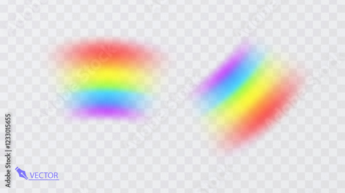 Colorful rainbow on transparent background Vivid vector colorful rainbow
