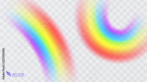 Colorful rainbow on transparent background Vivid vector colorful rainbow