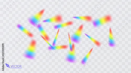 Colorful rainbow on transparent background Vivid vector colorful rainbow
