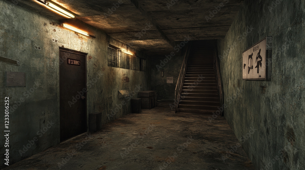 abstract dark industrial basement building architecture with concrete grunge surface 3d render illustration abstract dark industrial basement building architecture with concrete grunge surface 3d render illustration