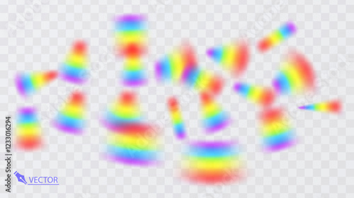 Colorful rainbow on transparent background Vivid vector colorful rainbow