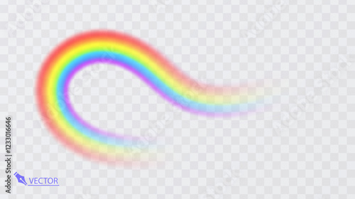 Colorful rainbow on transparent background Vivid vector colorful rainbow