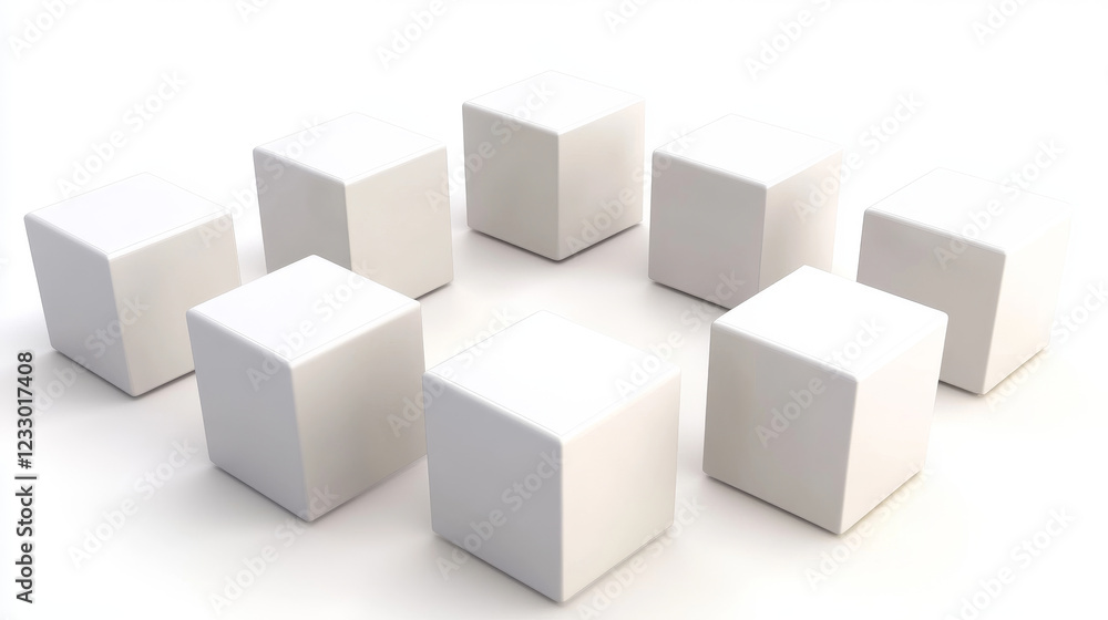 abstract white cubes arranged in white space 3d render illustration abstract white cubes arranged in white space 3d render illustration