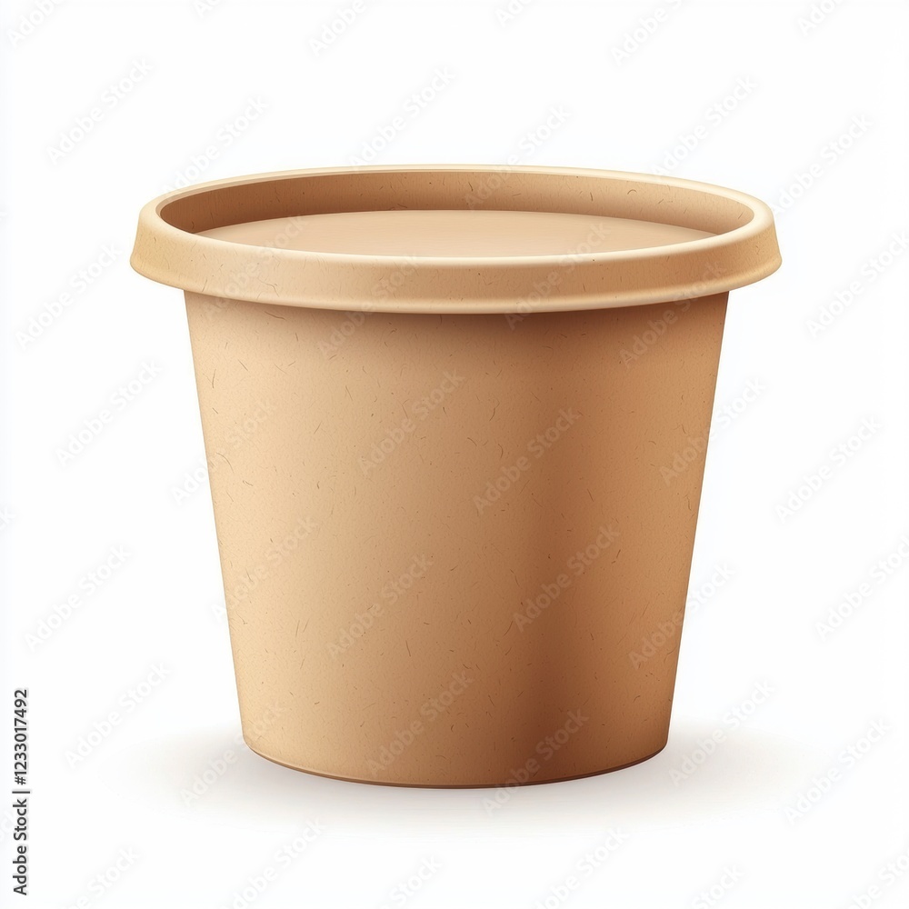 Biodegradable paper food container mockup with a blank label space, isolated on a clean white background Biodegradable paper food container mockup with a blank label space, isolated on a clean white background