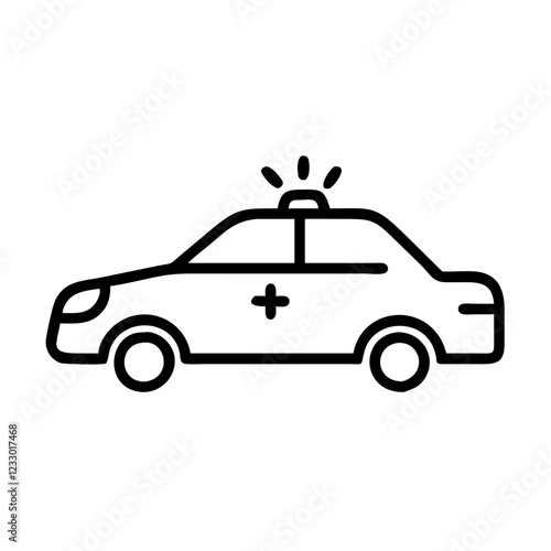 Police Car Icon for Law Enforcement and Security Themes