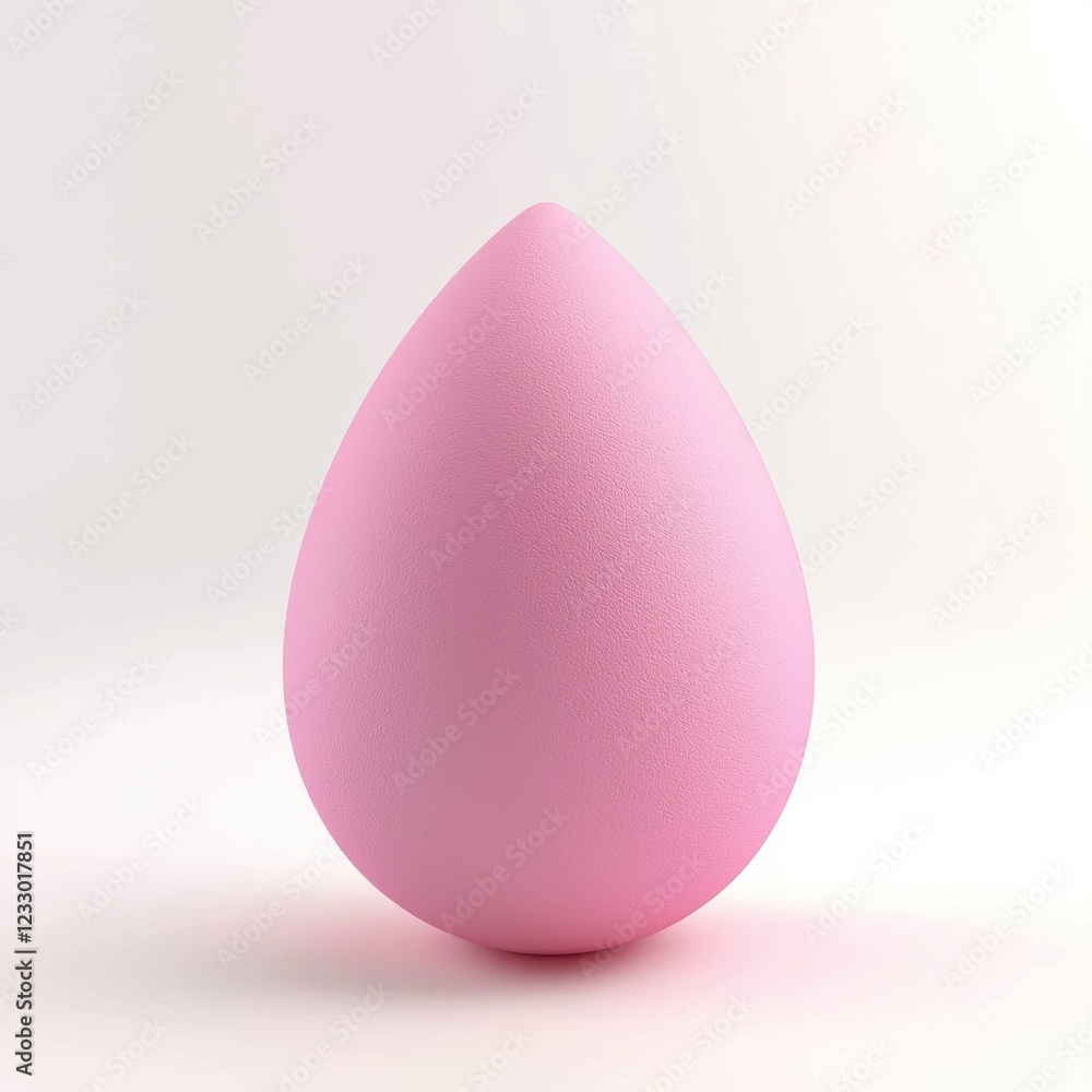 Blending beauty sponge in a soft pink color with a teardrop shape, placed on a bright white background Blending beauty sponge in a soft pink color with a teardrop shape, placed on a bright white background
