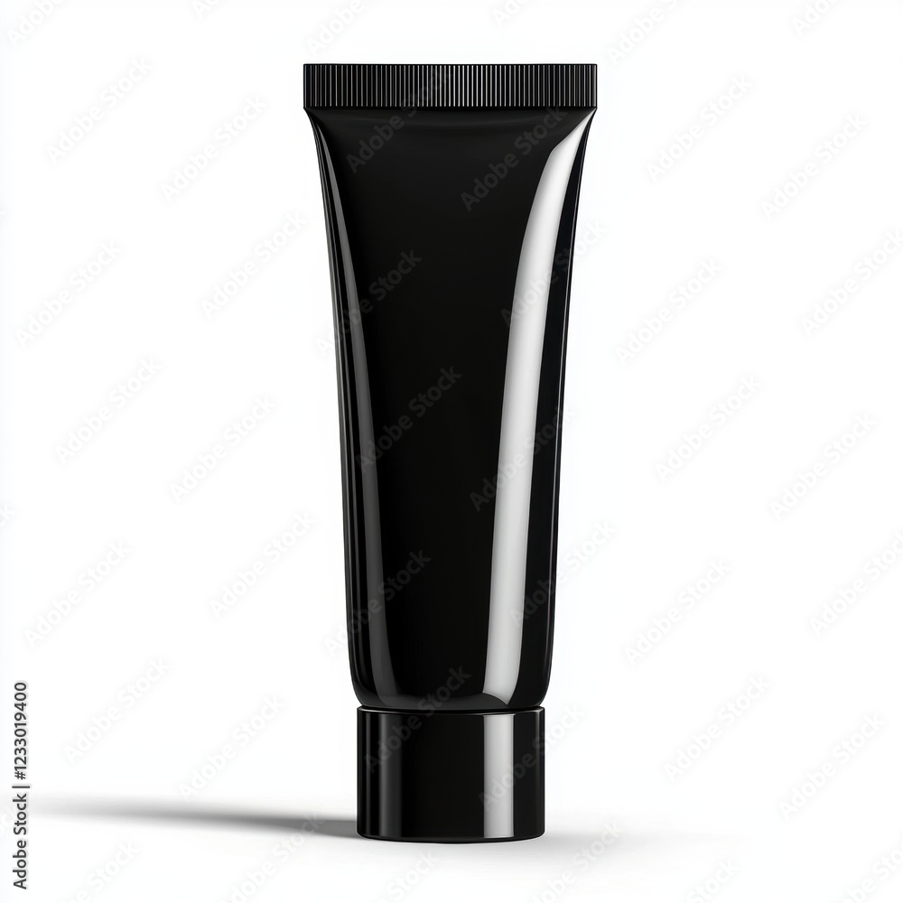 Charcoal toothpaste tube mockup with a sleek black design, isolated on a clean white background Charcoal toothpaste tube mockup with a sleek black design, isolated on a clean white background