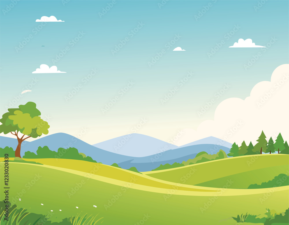 Obraz premium landscape with trees and hills