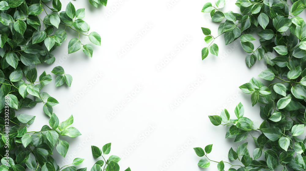 Naklejka premium white empty blank background with plants 3d render illustration. 3D Illustration