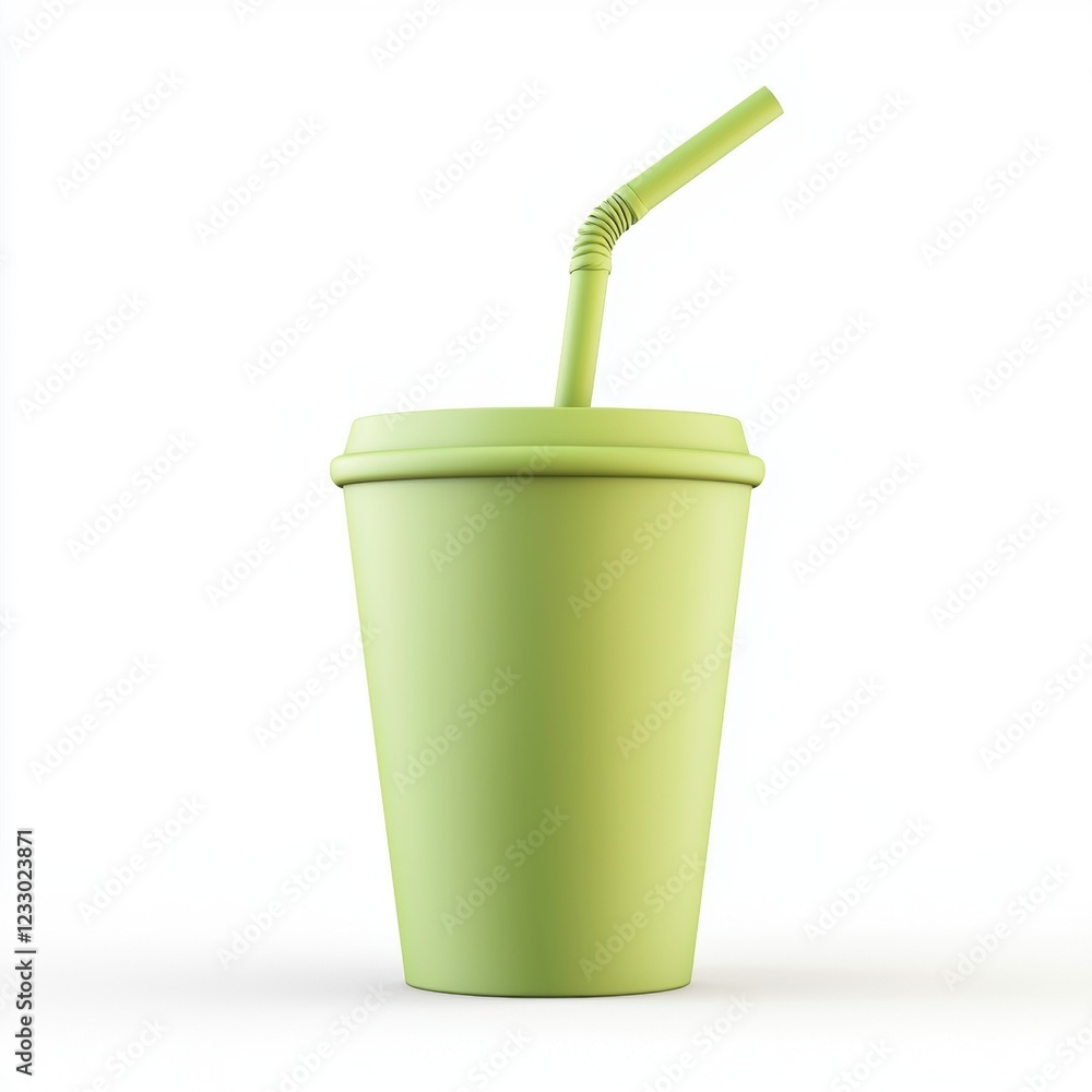 Eco-friendly paper straw inside a smoothie cup, symbolizing plastic reduction, centered on a clean white background Eco-friendly paper straw inside a smoothie cup, symbolizing plastic reduction, centered on a clean white background