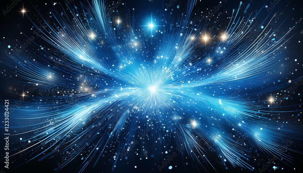 Fototapeta premium sparkling light blue energy glitter firework universe unveiled symphony of light and color transparent