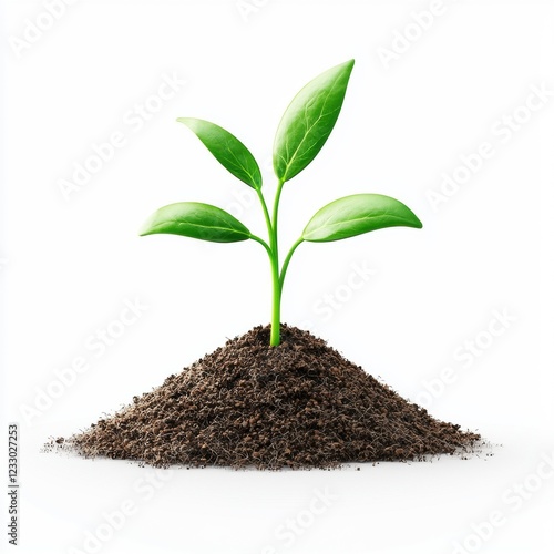 Wallpaper Mural Little sprouts growing in rich soil, symbolizing new beginnings, centered on a clean white background Torontodigital.ca