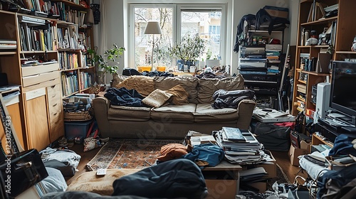 A messy living room transformed into a cozy clean and organized space