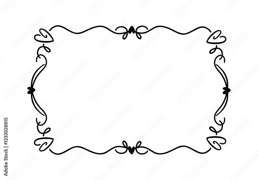 Vector Decorative frame design with hearts and swirls perfect for invitations or greeting cards. Vector Decorative frame design with hearts and swirls perfect for invitations or greeting cards.