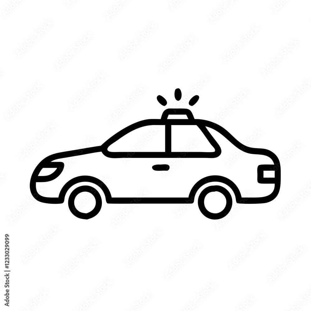 Police Car Icon for Law Enforcement and Security Themes