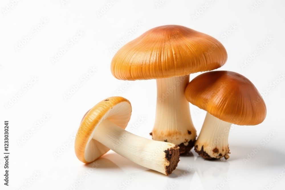 Delicate Royal Champignon Mushrooms on a White Background, upscale, fungi Delicate Royal Champignon Mushrooms on a White Background, upscale, fungi