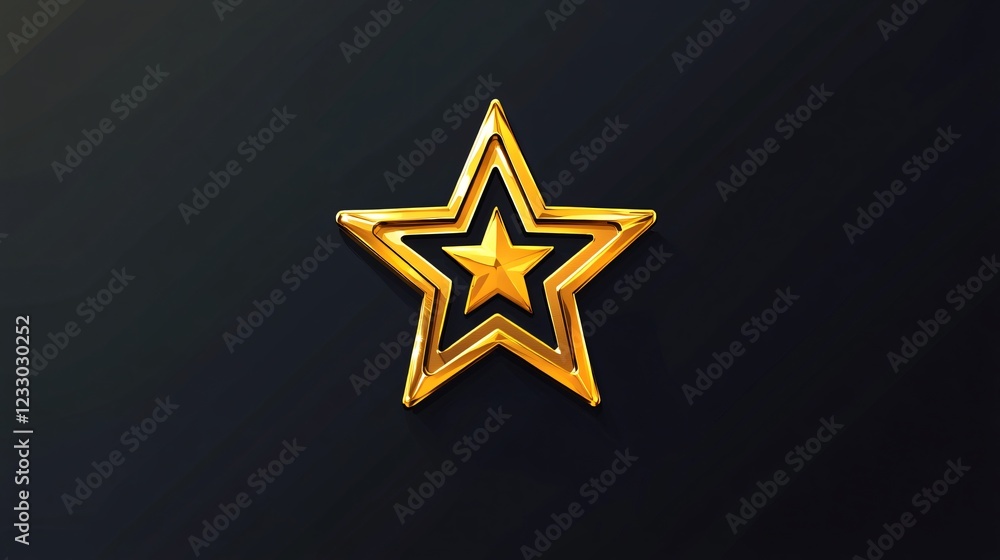 Fototapeta premium Golden Sheriff Star Emblem Vector Illustration for Law Enforcement Uniforms and Badges