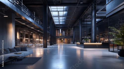 Wallpaper Mural Full 360 degree equirectangular panorama hdri of dark industrial grunge building interior 3d render illustration Torontodigital.ca