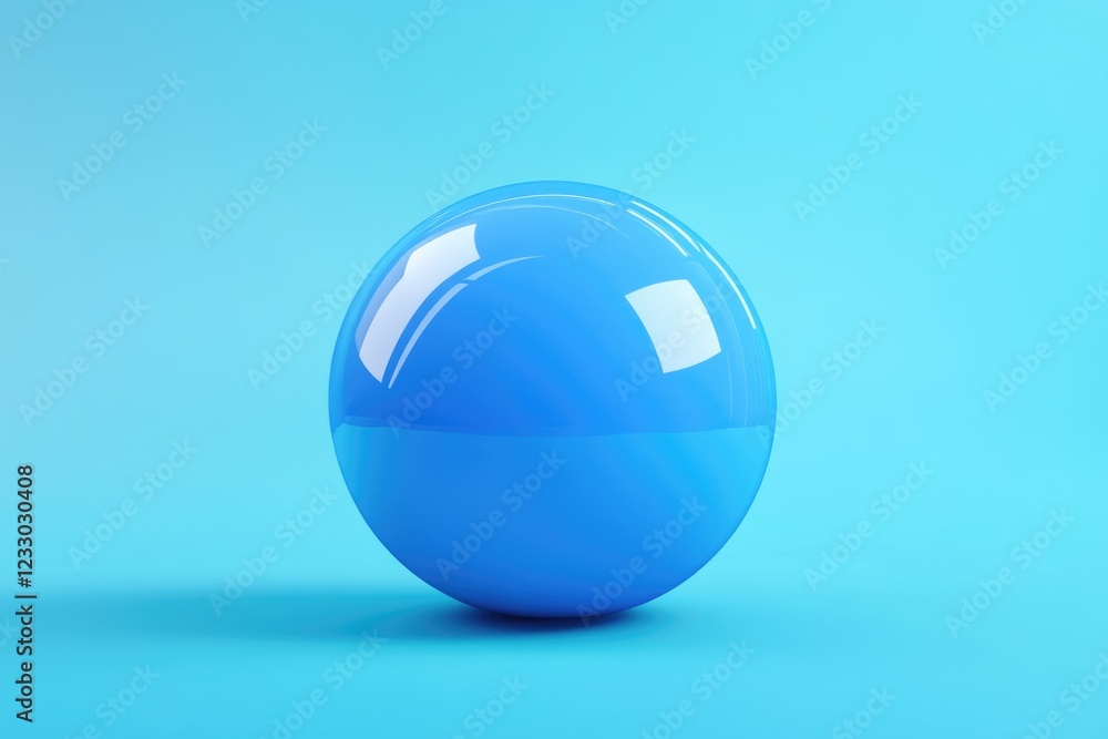 Three-Dimensional Blue Beach Sphere on Vibrant Blue Backdrop Three-Dimensional Blue Beach Sphere on Vibrant Blue Backdrop