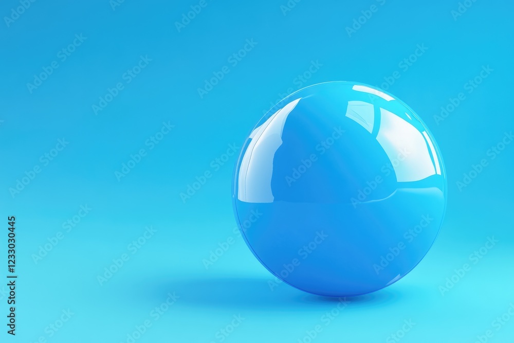 Vibrant Blue Beach Sphere Against Azure Backdrop. 3D Visualization Vibrant Blue Beach Sphere Against Azure Backdrop. 3D Visualization
