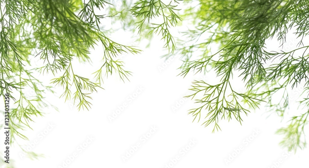 Vivid Green Dill Herb Isolated Against a Clean White Background - Macro Closeup of Fresh Leaves Vivid Green Dill Herb Isolated Against a Clean White Background - Macro Closeup of Fresh Leaves