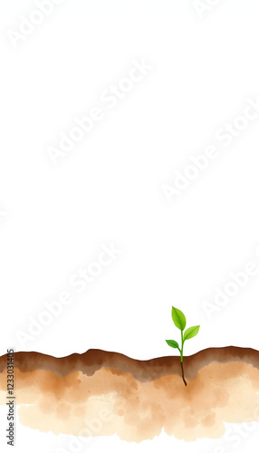 Sustainable agriculture techniques for soil health and productivity solid background, watercolor, with white tones