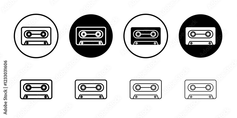 Cassette tape icon Outline thin set pack series Cassette tape icon Outline thin set pack series