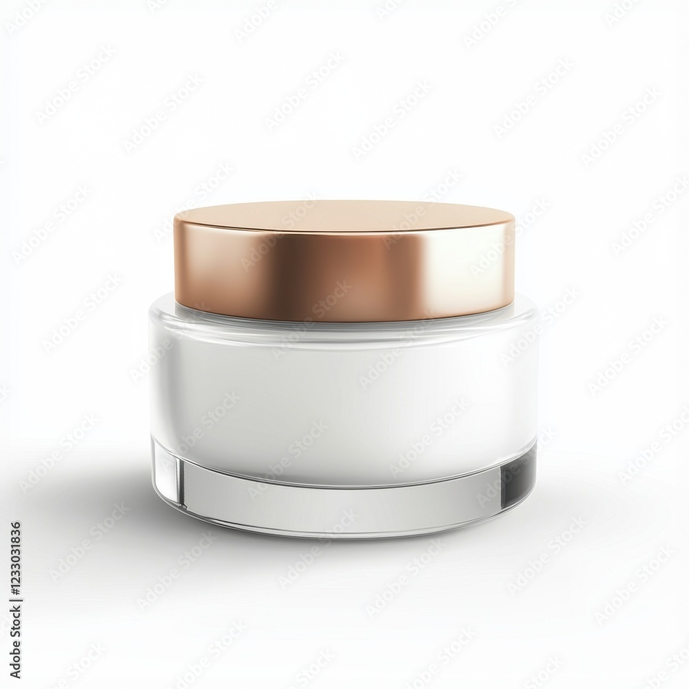 Luxury cosmetic cream jar mockup with a frosted glass finish, centered on a clean white background Luxury cosmetic cream jar mockup with a frosted glass finish, centered on a clean white background