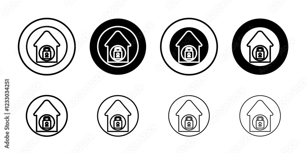 lock home icon Outline thin set pack series lock home icon Outline thin set pack series