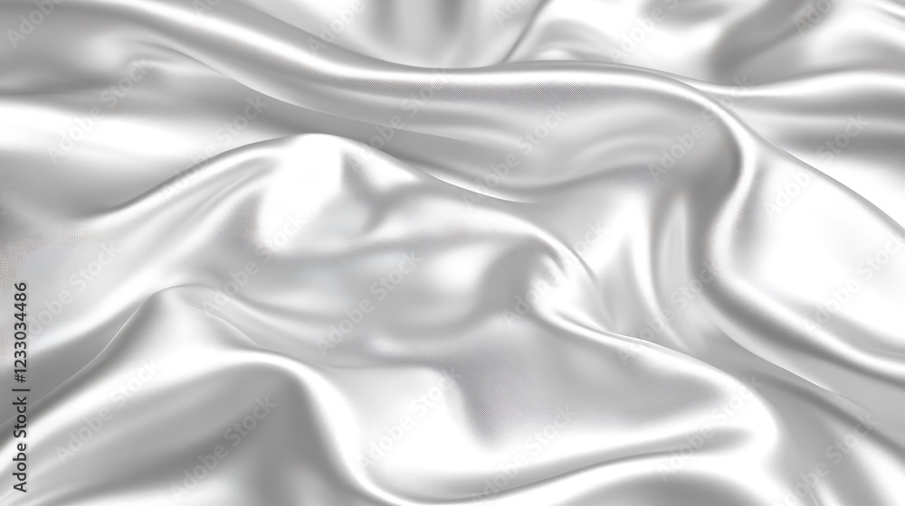 Draped Silver Silk Fabric Showing Soft Waves Draped Silver Silk Fabric Showing Soft Waves