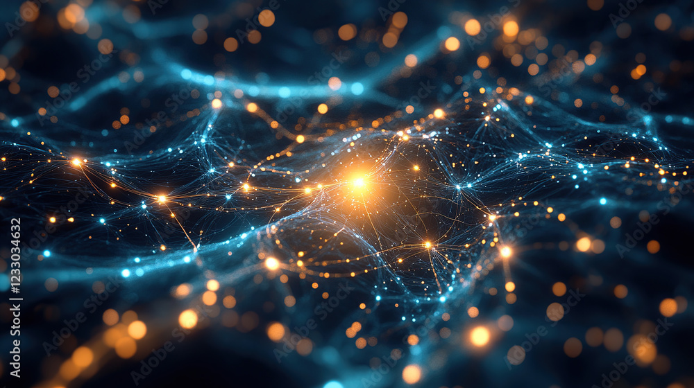 Futuristic Digital Neural Network with Glowing Connections Futuristic Digital Neural Network with Glowing Connections