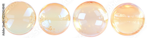 Light gold bubble set isolated on transparent background. PNG