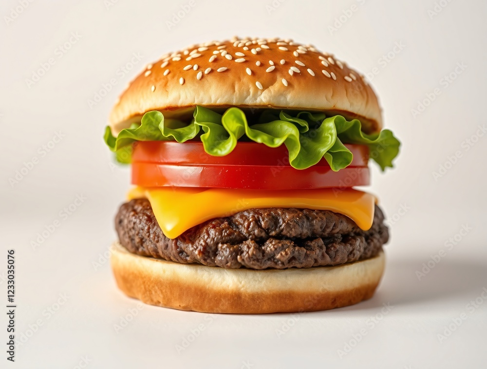 A delicious Mouth watering Hamburger with cheese. Template, Copy Space A delicious Mouth watering Hamburger with cheese. Template, Copy Space