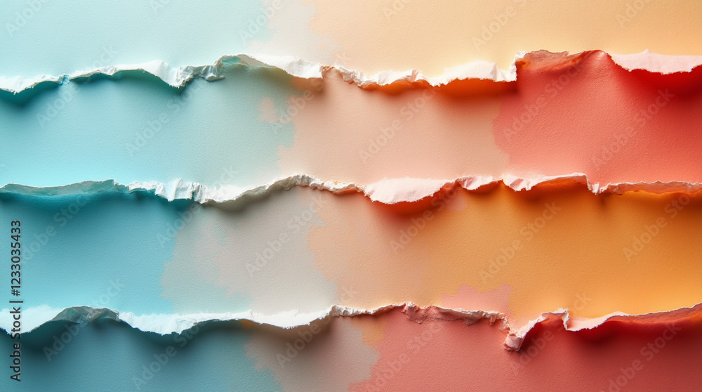 Fototapeta premium Colorful torn paper background with watercolor effect