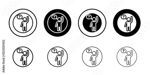 Person asking question icon Outline thin set pack series