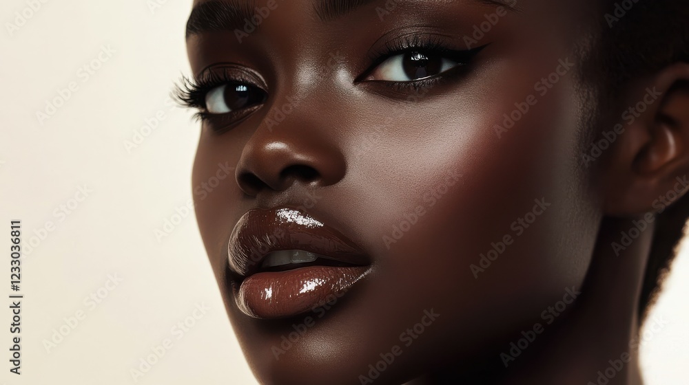 Closeup of Model with Natural Makeup and Glossy Skin Closeup of Model with Natural Makeup and Glossy Skin