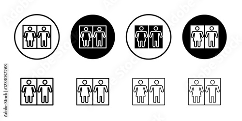 wc toilet door plate icon Outline thin set pack series