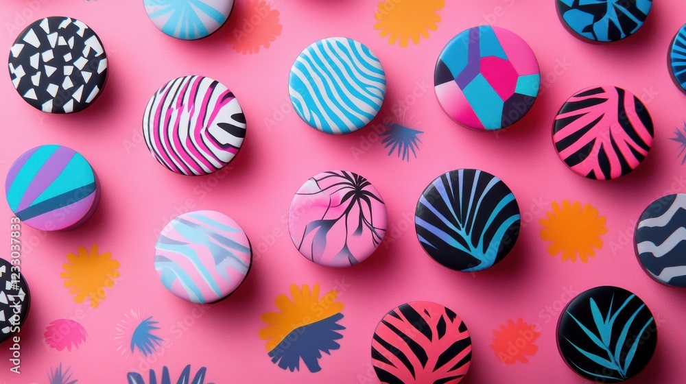 Decorative cosmetics on pink surface with bold design Decorative cosmetics on pink surface with bold design