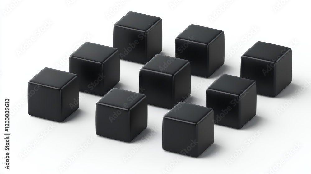 Black cubes moving out of arrangement 3d render illustration Black cubes moving out of arrangement 3d render illustration