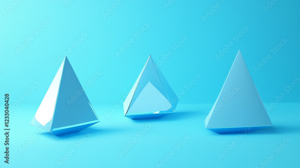 blue triangle geometric shae objects on blue background 3d render illustration blue triangle geometric shae objects on blue background 3d render illustration