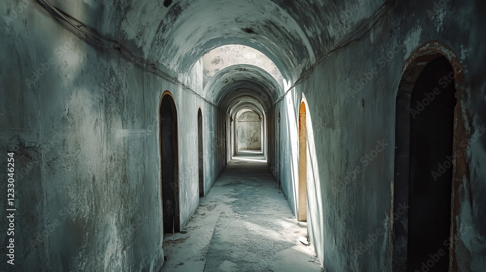 concrete architecture building tunnel hallway with bright sun lighting 3d render illustration concrete architecture building tunnel hallway with bright sun lighting 3d render illustration