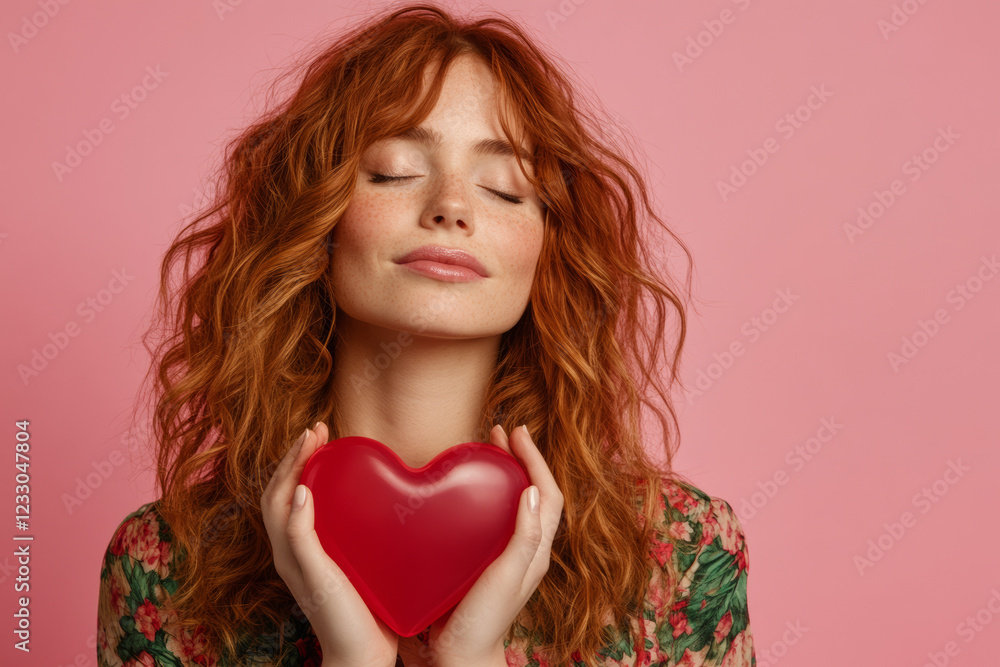 Beautiful young woman holding a red heart on a vibrant pink background, symbolizing love, romance, and Valentine’s Day celebrations with a modern and feminine style Beautiful young woman holding a red heart on a vibrant pink background, symbolizing love, romance, and Valentine’s Day celebrations with a modern and feminine style