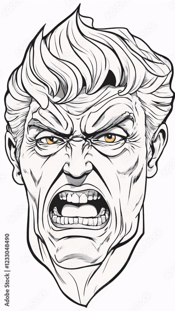 Obraz premium Image of a man's face in rage. 
