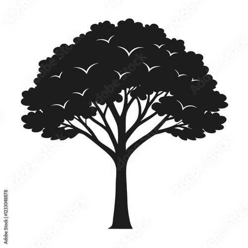 Silhouette of A Jacaranda Tree vector illustration